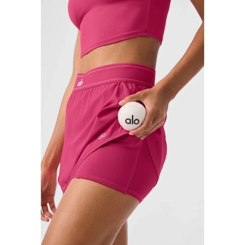 Alo Yoga Match Point Tennis Skirt Pink Summer Crush S